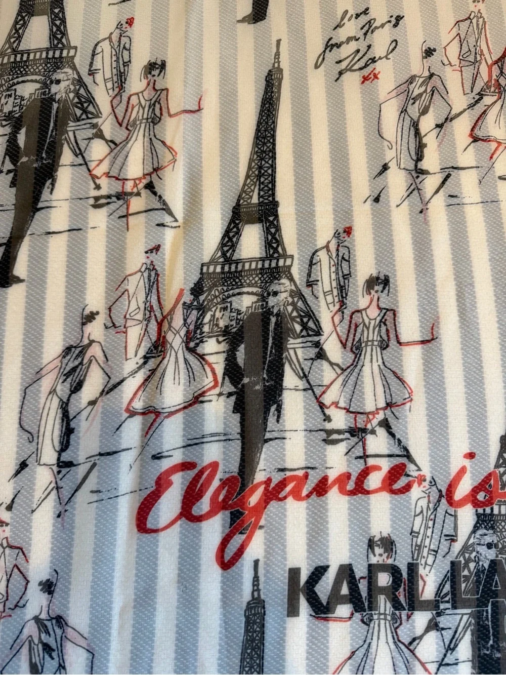 KARL LAGERFELD🇫🇷🥖Parisian Eiffel TowerChiffon-like,lightweight Wrap Scarf❤️🖤RARE
